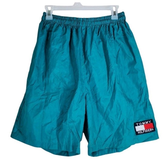 Vtg Y2K Tommy Hilfiger Shorts Trunks Big Freedom Flag Mens 27-31 x8 Drawstring - Picture 1 of 9